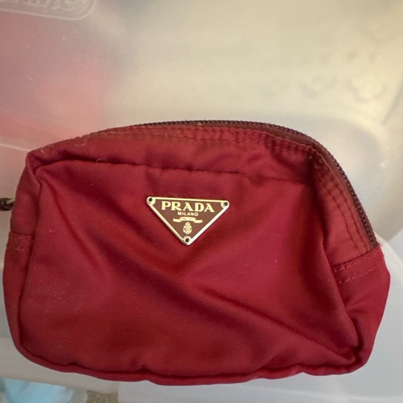 Prada Tessuto Nylon Coin Makeup Pouch Rare Burgundy EUC (Vintage 90s/00s) $200